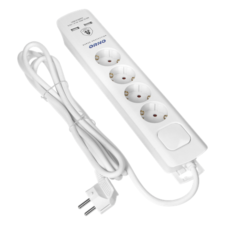 PRENAPONSKA ZAŠTITA 4xŠUKO 2xUSB 3x1mm2 3m BIJELA 3680W IP20 ORNO