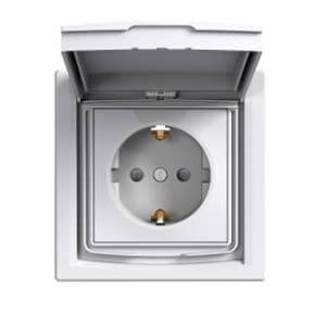 ASFORA UTIČNICA ŠUKO 2P+E S POKLOPCEM IP44 BIJELA