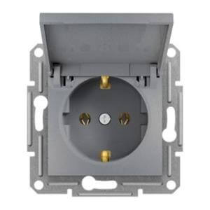 ASFORA UTIČNICA ŠUKO 2P+PE S POKLOPCEM BOJA METALA